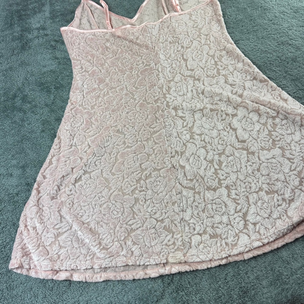Vintage Victoria's Secret Pink Burnout Velvet Floral Slip Dress Small V-Neck - Picture 9 of 9